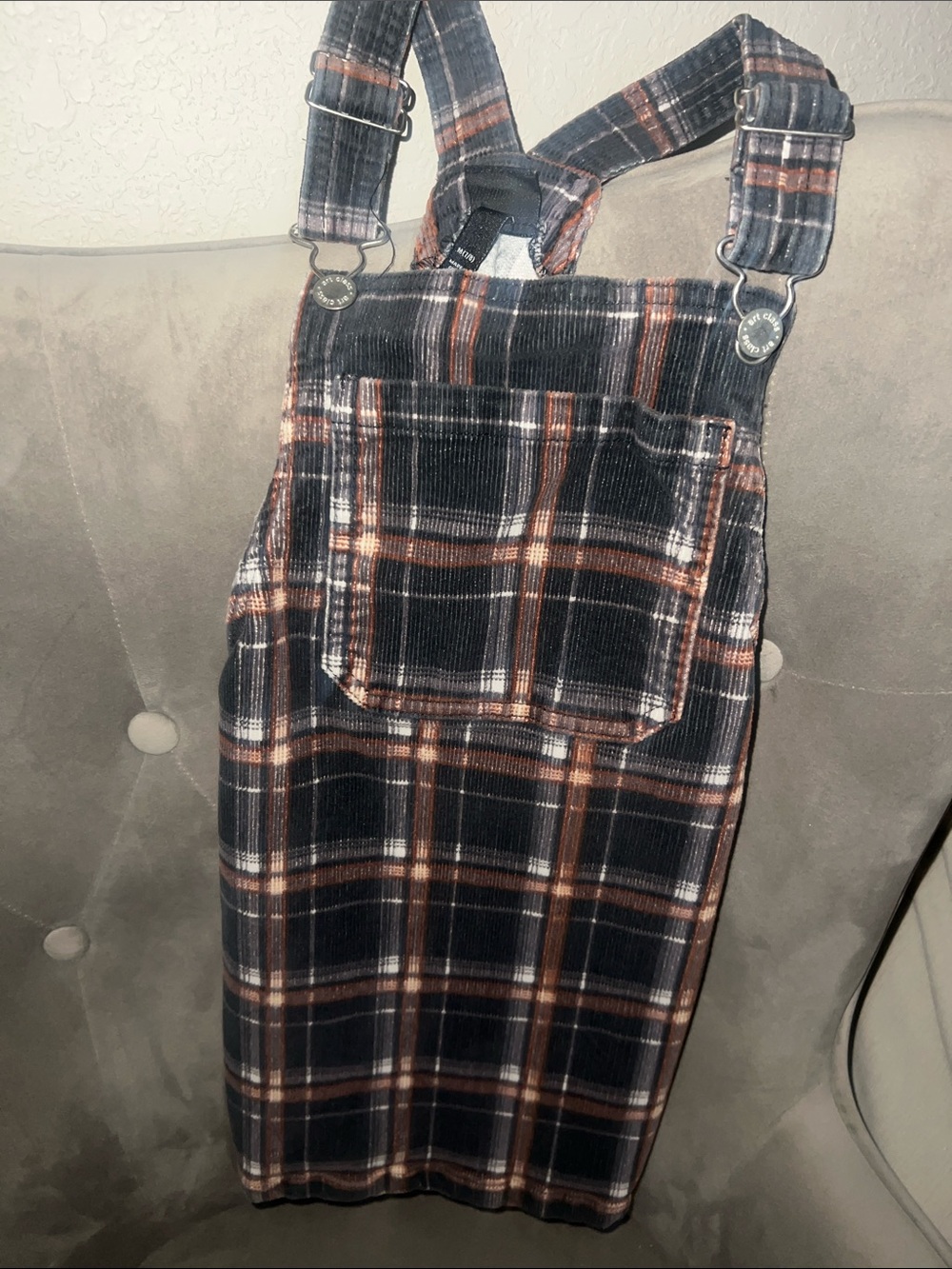 Kids 7/8. Plaid overall suspender dress - SWAG!